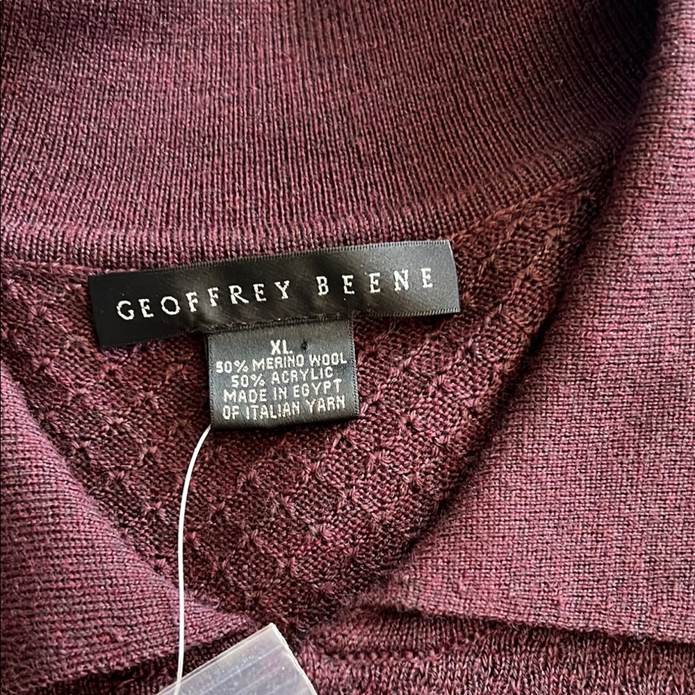 Geoffrey Beene Burgundy‎ Polo Sweater 50% Milano wool